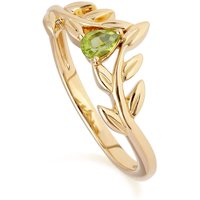 O Leaf Peridot Wishbone Ring in 9ct Yellow Gold - Image 2