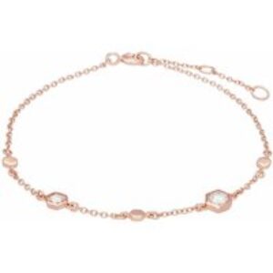 Honeycomb Impressed Transparent Sapphire Hyperlink Bracelet in 9ct Rose Gold