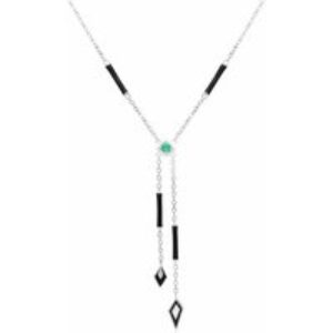 Grand Deco Tooth & Emerald Negligee Necklace in 9ct White Gold