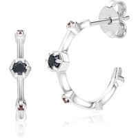 Trendy Glam Spinel & Garnet Mini Hoop Earrings In Sterling Silver - Image 2