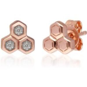 Diamond Trilogy Mismatched Stud Earrings in 9ct Rose Gold