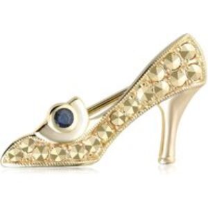 Sapphire & Marcasite Shoe Brooch in 18ct Gold Plated Silver
