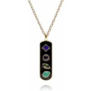 Coded Whispers Black Tooth ‘Are living’ Acrostic Gemstone Pendant in Gold Plated Sterling Silver