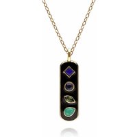 Coded Whispers Black Tooth 'Are living' Acrostic Gemstone Pendant in Gold Plated Sterling Silver - Image 2