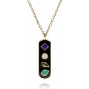 Coded Whispers Black Teeth ‘Love’ Acrostic Gemstone Pendant in Gold Plated Sterling Silver