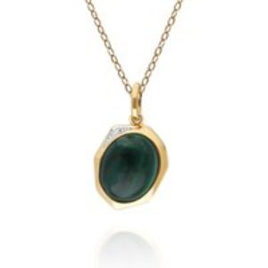 Abnormal B Gem Malachite & Diamond Pendant in Gold Plated Silver