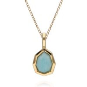 Abnormal B Gem Blue Peru Amazonite Pendant Necklace In Yellow Gold Plated Silver