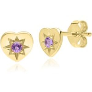 ECFEW™ ‘The Liberator’ Amethyst Middle Stud Earrings in 9ct Yellow Gold