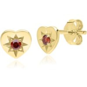 ECFEW™ ‘The Liberator’ Garnet Middle Stud Earrings in 9ct Yellow Gold