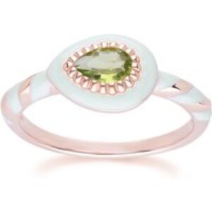 Siberian Waltz Inexperienced Tooth & Peridot Ring In 18ct Rose Gold Plated Sterling Silver
