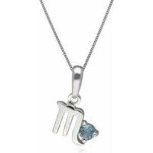 Blue Topaz Scorpio Zodiac Allure Necklace in 9ct White Gold