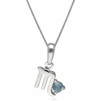 Blue Topaz Scorpio Zodiac Allure Necklace in 9ct White Gold - Image 2