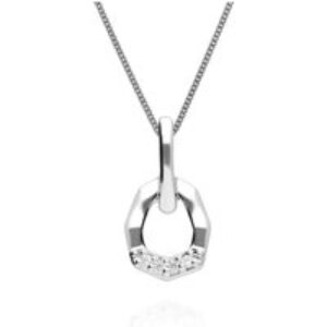 Diamond Pave Asymmetrical Pendant in 9ct White Gold