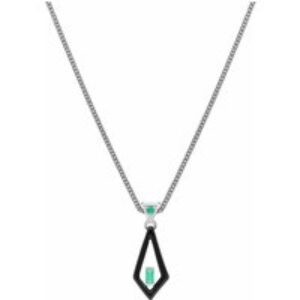 Grand Deco Teeth & Emerald Pendant in 9ct White Gold