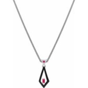 Grand Deco Tooth & Ruby Pendant in 9ct White Gold