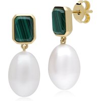 ECFEW™ Unifier Malachite & Pearl Drop Earrings in Gold Plated Sterling Silver - Image 2