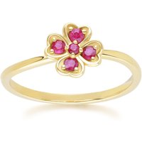 Gardenia Spherical Ruby Clover Ring in 9ct Yellow Gold - Image 2