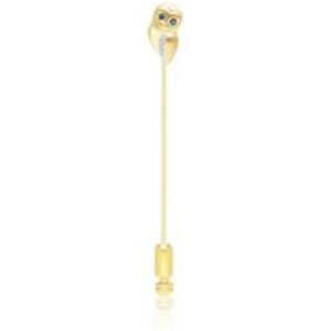 Gardenia Sapphire and White Sapphire Owl Lapel Pin in 9ct Yellow Gold