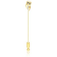 Gardenia Sapphire and White Sapphire Owl Lapel Pin in 9ct Yellow Gold - Image 2