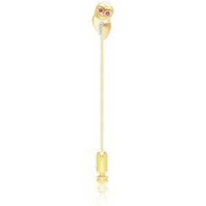 Gardenia Ruby and White Sapphire Owl Lapel Pin in 9ct Yellow Gold