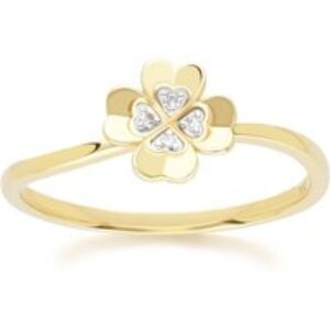 Gardenia Diamond Clover Ring in 9ct Yellow Gold