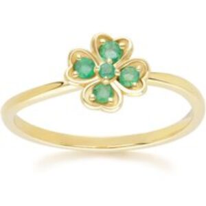 Gardenia Spherical Emerald Clover Ring in 9ct Yellow Gold