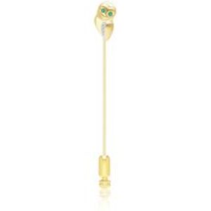 Gardenia Emerald and White Sapphire Owl Lapel Pin in 9ct Yellow Gold
