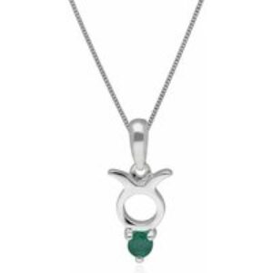 Emerald Taurus Zodiac Appeal Necklace in 9ct White Gold