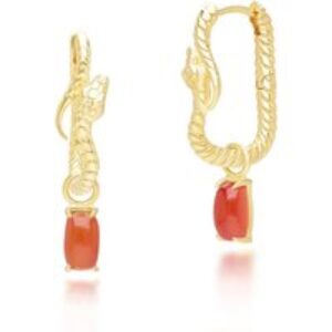 ECFEW™ Carnelian Snake Grasp Hoop Earrings in Gold Plated Sterling Silver