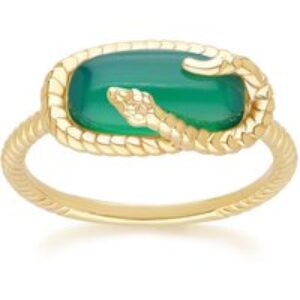 ECFEW™ Chalcedony Snake Ring in Gold Plated Sterling Silver