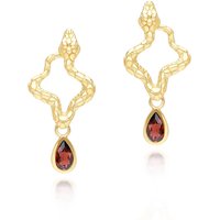 ECFEW™ Garnet Snake Drop Earrings in Gold Plated Sterling Silver - Image 2