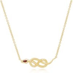 ECFEW™ Garnet Winding Snake Pendant Necklace in Gold Plated Sterling Silver