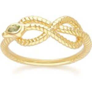ECFEW™ Peridot Winding Snake Ring in Gold Plated Sterling Silver