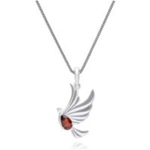ECFEW™ Author Garnet Dove Pendant Necklace in Sterling Silver