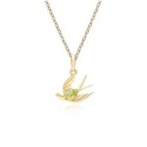 ECFEW™ Author Peridot Hummingbird Pendant Necklace in Gold Plated Sterling Silver