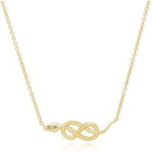 ECFEW™ Peridot Winding Snake Pendant Necklace in Gold Plated Sterling Silver