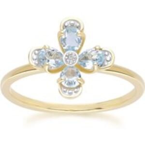 Floral Topaz & Diamond Ring in 9ct Yellow Gold