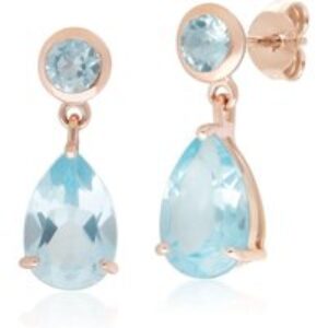Vintage Pear Blue Topaz Drop Earrings in 9ct Rose Gold