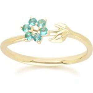 Floral Vine Emerald Ring in 9ct Yellow Gold