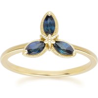 Floral Marquise Sapphire Ring in 9ct Yellow Gold - Image 2