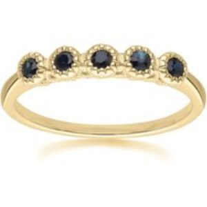 Vintage Spherical Sapphire 5 Stone Eternity Ring in 9ct Yellow Gold