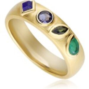 Coded Whispers Brushed Gold ‘Reside’ Acrostic Gemstone Ring