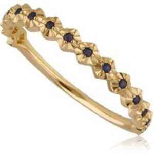 Part Eternity Sapphire Band Ring In 9ct Yellow Gold