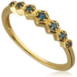 Fashionable Glam Topaz Sparkle Bar Ring In Yellow Gold Plated Silver