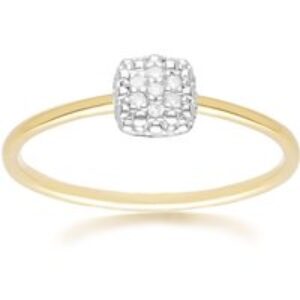Diamond Pave Sq. Ring 9ct Yellow Gold