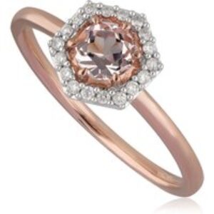 9ct Rose Gold 0.378ct Morganite & Diamond Halo Engagement Ring