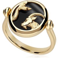 Zodiac Black Onyx Capricorn Turn Ring in 18ct Gold Plated Silver - Image 2