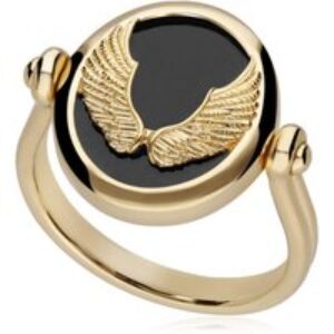 Zodiac Black Onyx Virgo Turn Ring in 18ct Gold Plated Silver