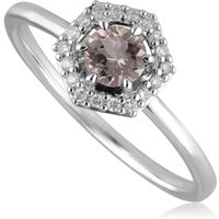 9ct White Gold 0.556ct Morganite & Diamond Halo Hexagon Ring - Image 2