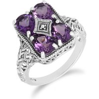 Artwork Nouveau Impressed Amethyst Remark Ring in 925 Sterling Silver - Image 2